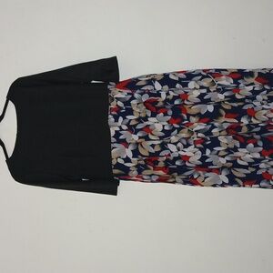 ZPZ Black blouse with floral multicolor bottom dress Size: 2XL